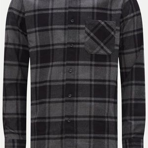 HUGO Erwenn Black and Gray Plaid Long Sleeve Flannel Shirt for Men